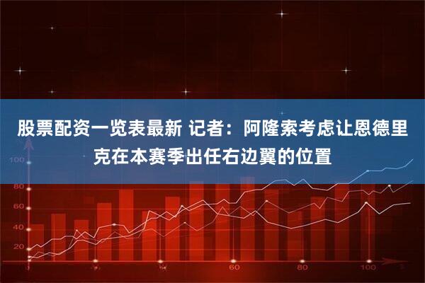 股票配资一览表最新 记者：阿隆索考虑让恩德里克在本赛季出任右边翼的位置